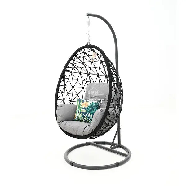 Turin Rope Egg Chair - Black - Outdoor Hanging Pod - DYS Outdoor