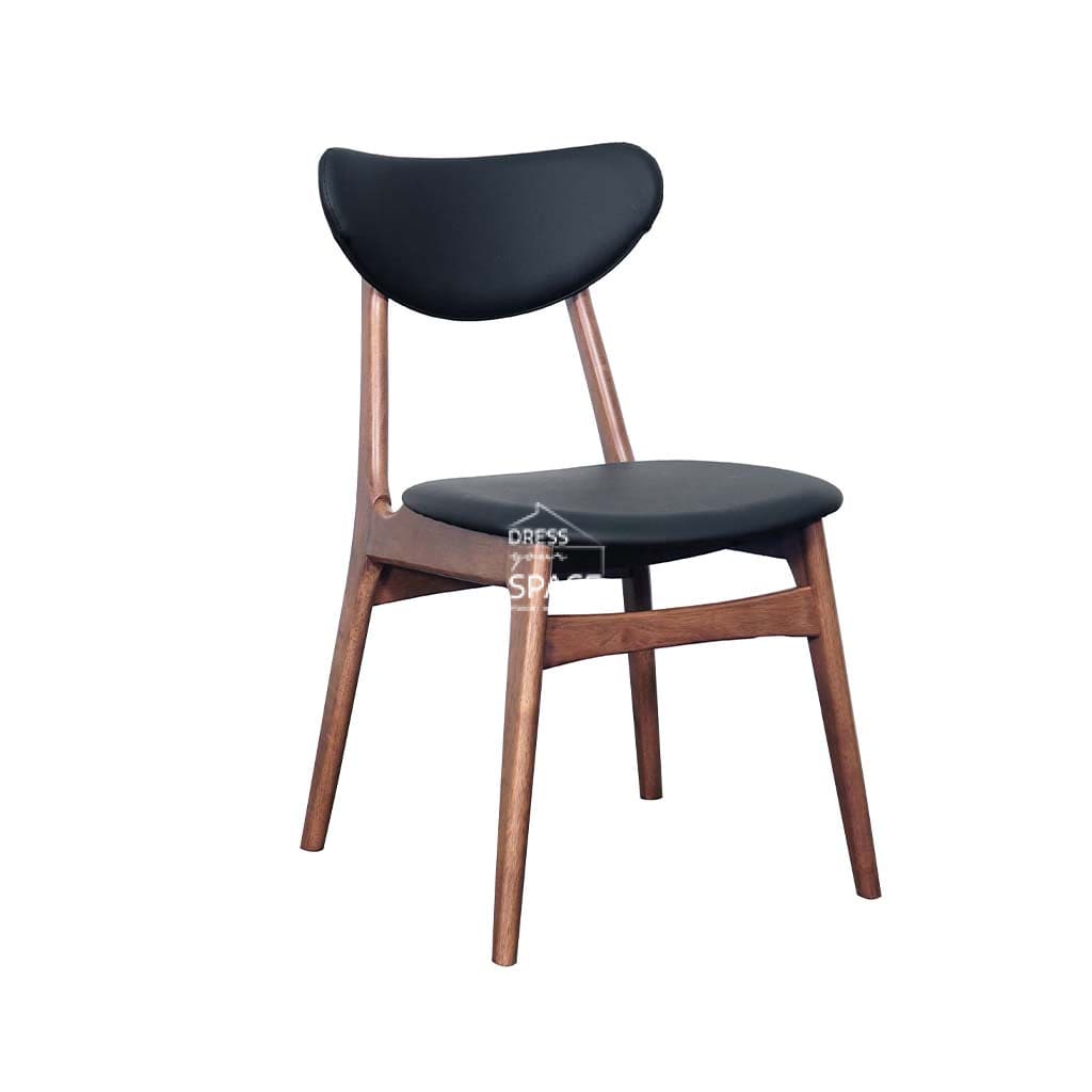 Valentina Chair - Light Walnut Frame / Black PU Seat - Indoor Dining Chair - DYS Indoor