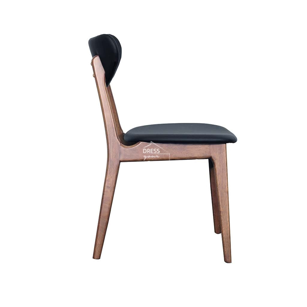 Valentina Chair - Light Walnut Frame / Black PU Seat - Indoor Dining Chair - DYS Indoor