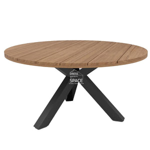 Beauville Round Teak Table - Matt Royal Grey - Outdoor Table - DYS Outdoor