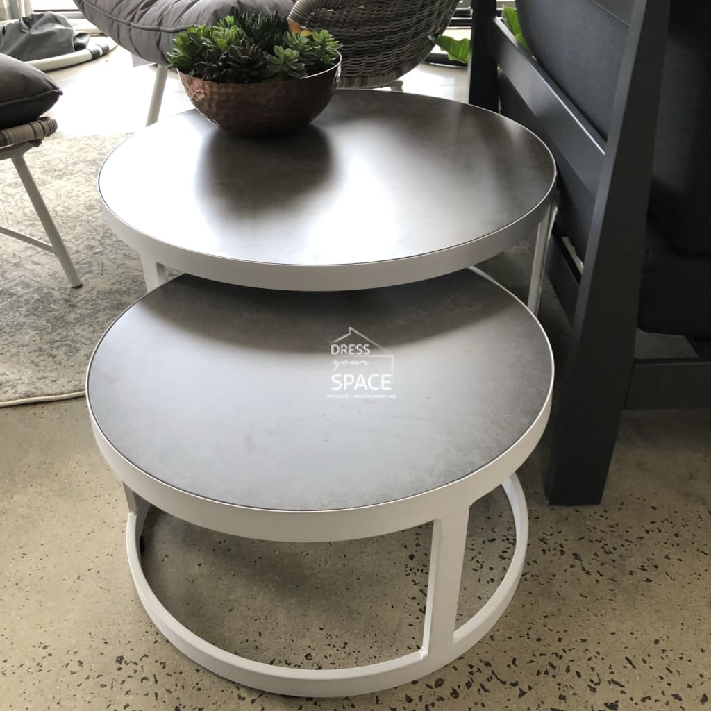 Cairo Set of 2 Coffee Table - White - Outdoor Coffee Table - DYS Outdoor