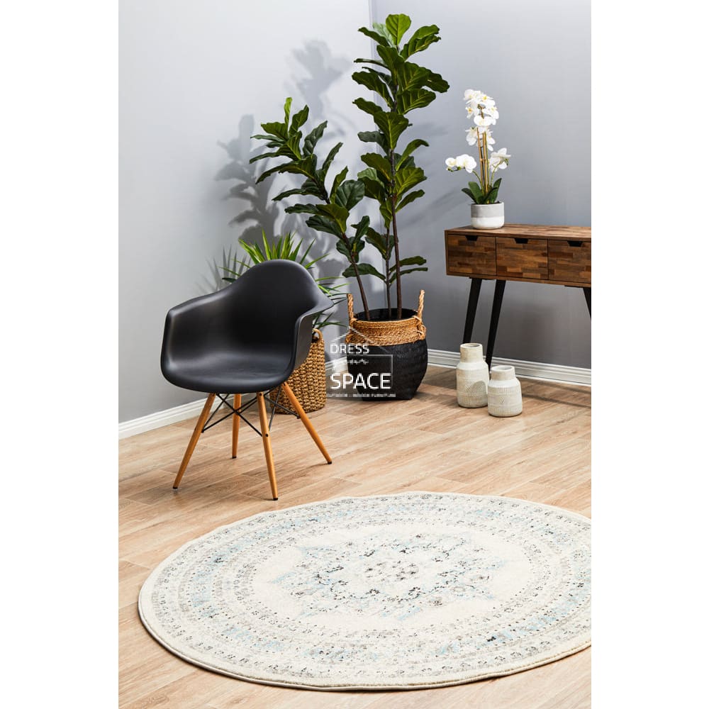 Century 922 White Round Rug - Indoor Round Rug - Rug Culture