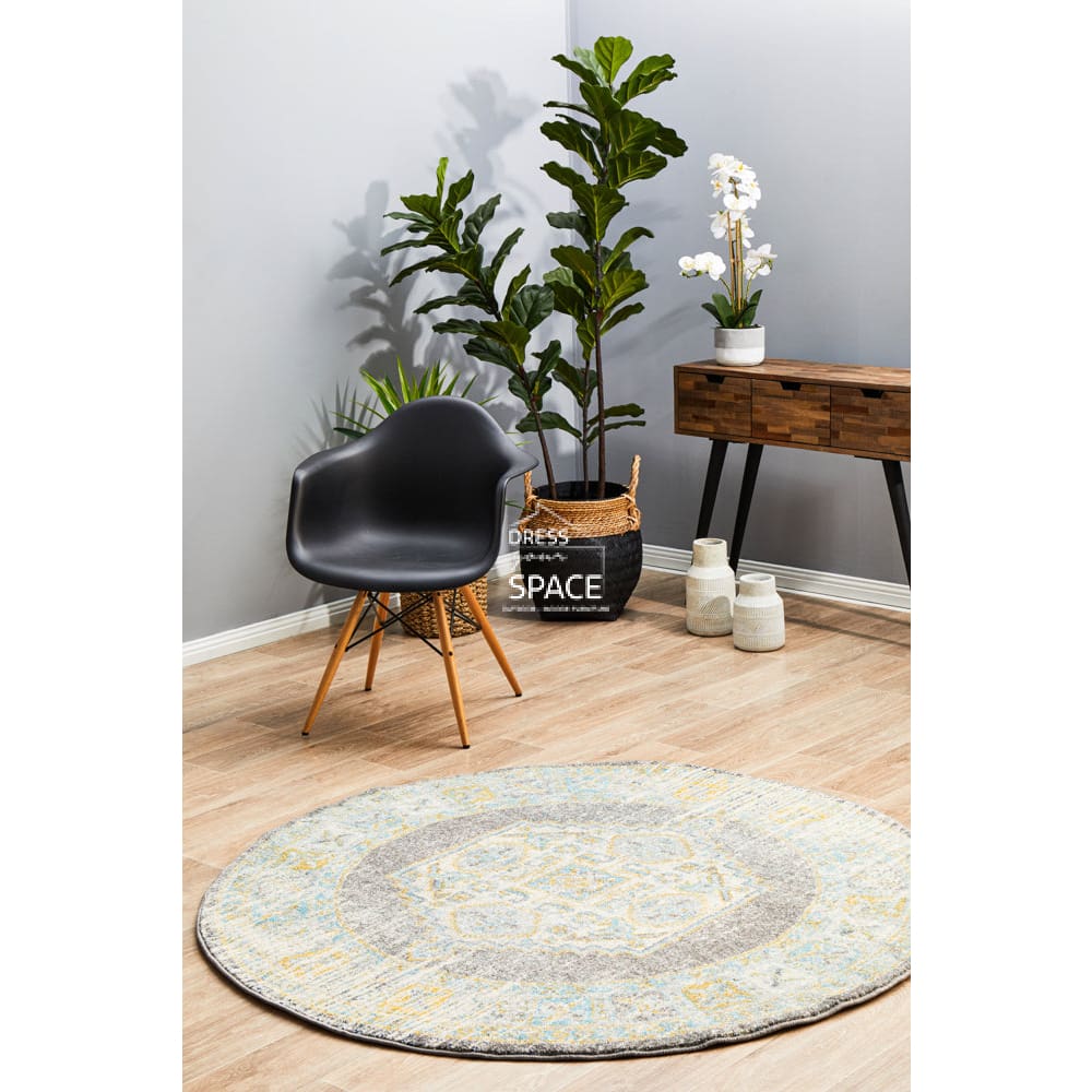 Century 944 Grey Round Rug - Indoor Round Rug - Rug Culture