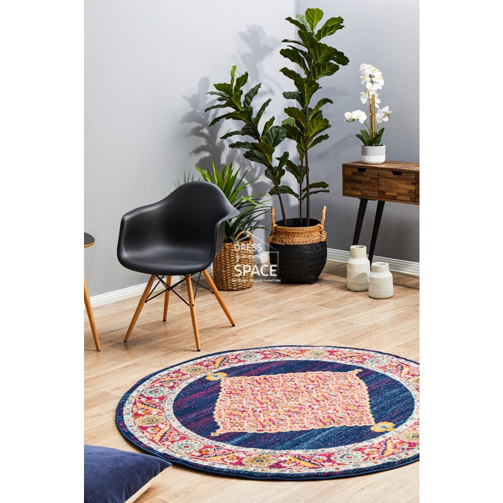 Century 966 Royal Blue Round Rug - Indoor Round Rug - Rug Culture