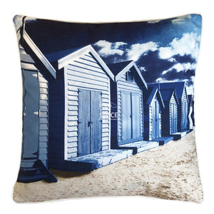 Daydream Beach Huts Cushion - Navy - Outdoor Cushion - Zaab