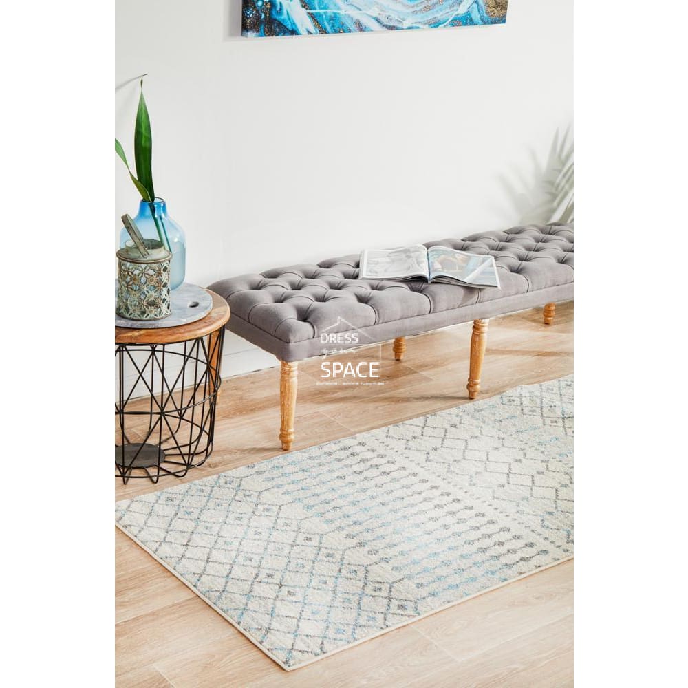 Evoke Slate White Runner Rug - Indoor Hallway Runner - Rug Culture