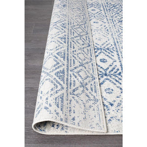 Oasis Ismail White Blue Rustic Rug - Indoor Rug - Rug Culture