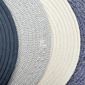 Round Woven Cotton Placemat - White Navy - Placemat - DYS Homewares