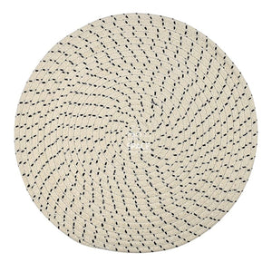 Round Woven Cotton Placemat - White Navy - Placemat - DYS Homewares