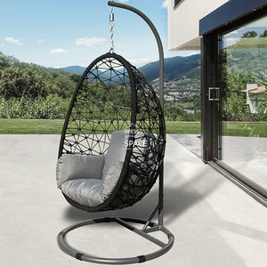 Turin Rope Egg Chair - Black - Outdoor Hanging Pod - DYS Outdoor